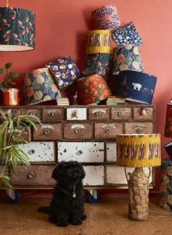 Shop Drum Lampshade - Pink Nouveau Plum Tea Towels | Lampshades