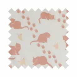 Sale Ecru Large Cat Print Fabric - Cotton Tea Towels | Fabric By The Metre