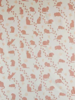 Sale Ecru Large Cat Print Fabric - Cotton Tea Towels | Fabric By The Metre