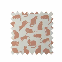 Discount Ecru Small Cat Print Fabric - Cotton Tea Towels | Fabric By The Metre