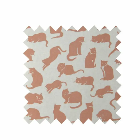 Discount Ecru Small Cat Print Fabric - Cotton Tea Towels | Fabric By The Metre