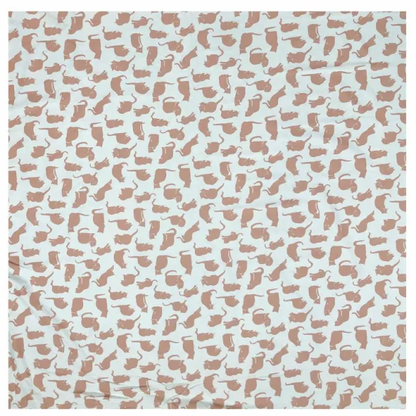 Discount Ecru Small Cat Print Fabric - Cotton Tea Towels | Fabric By The Metre