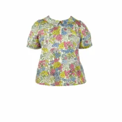 Shop Edna Girl's Blouse - Cream Flower Garden Tea Towels