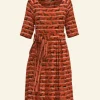 Store Elsie Dress - Rust Sausage Dog Women Dresses | Tea Towels