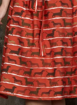 Store Elsie Dress - Rust Sausage Dog Women Dresses | Tea Towels