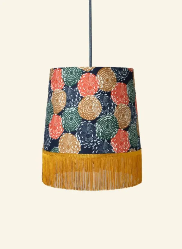 Hot Empire Fringe Lampshade - Navy Pinecones Tea Towels | Lampshades
