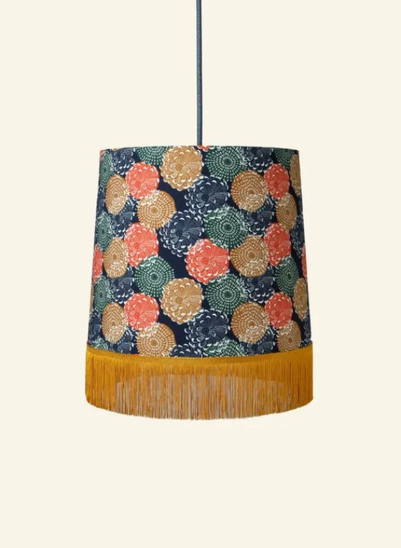 Hot Empire Fringe Lampshade - Navy Pinecones Tea Towels | Lampshades