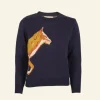 Discount Esther Long - Navy Fox Jumper Women Knitwear | Tea Towels