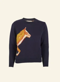 Discount Esther Long - Navy Fox Jumper Women Knitwear | Tea Towels
