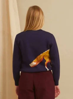 Discount Esther Long - Navy Fox Jumper Women Knitwear | Tea Towels