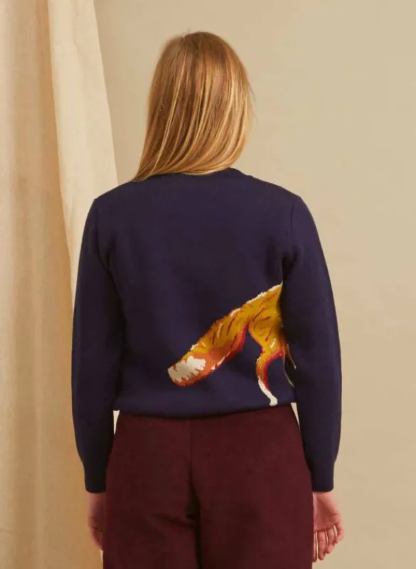 Discount Esther Long - Navy Fox Jumper Women Knitwear | Tea Towels