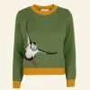 Outlet Esther Long Knitted Jumper - Green Puffin Women Knitwear | Tea Towels