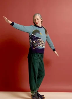 Shop Esther Long Knitted Jumper - Mineral Blue Duck Women Knitwear | Tea Towels