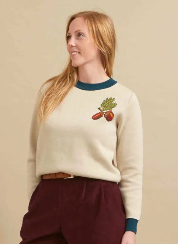 Outlet Esther Long Knitted Jumper - Cream Squirrel Women Knitwear | Tea Towels