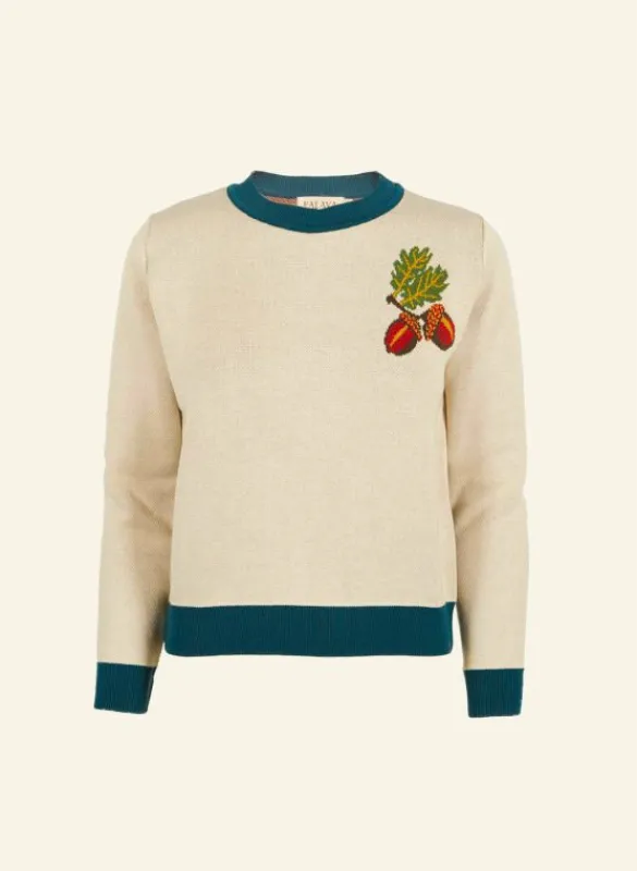 Outlet Esther Long Knitted Jumper - Cream Squirrel Women Knitwear | Tea Towels