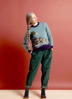 Shop Esther Long Knitted Jumper - Mineral Blue Duck Women Knitwear | Tea Towels