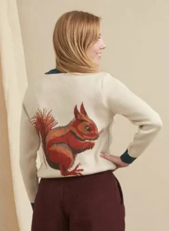 Outlet Esther Long Knitted Jumper - Cream Squirrel Women Knitwear | Tea Towels