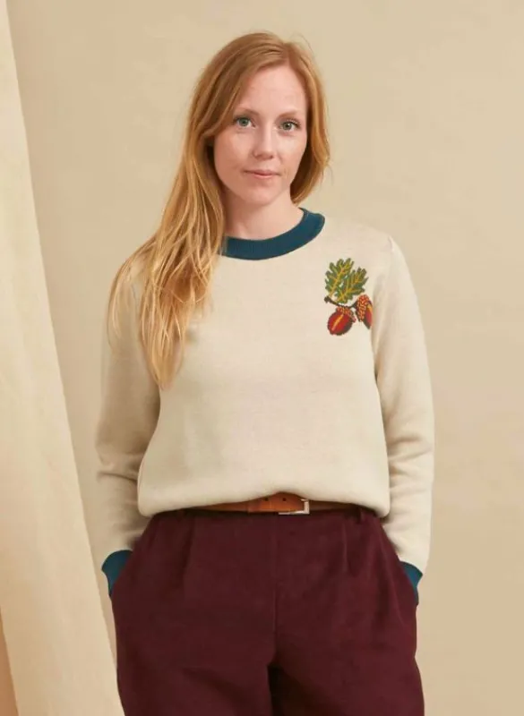 Outlet Esther Long Knitted Jumper - Cream Squirrel Women Knitwear | Tea Towels