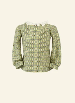 Cheap Ethel Girl's Blouse - Green Check Tea Towels