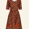 New Evelyn Dress - Rust Cabaret Women Dresses | Tea Towels