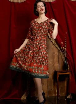 New Evelyn Dress - Rust Cabaret Women Dresses | Tea Towels