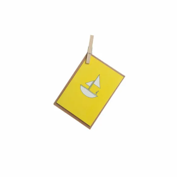Clearance Greeting Card - Yellow Boat Tea Towels