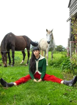 Online Heritage -  100% British Wool Cardigan - Corvette Green Cardigan Women Knitwear | Wool Knitwear