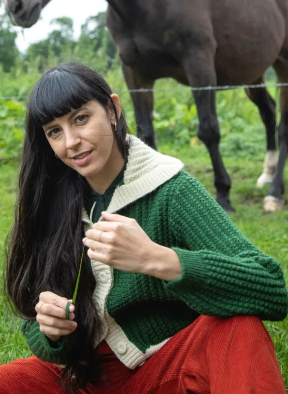 Online Heritage - 100% British Wool Cardigan - Corvette Green Cardigan Women Knitwear | Wool Knitwear