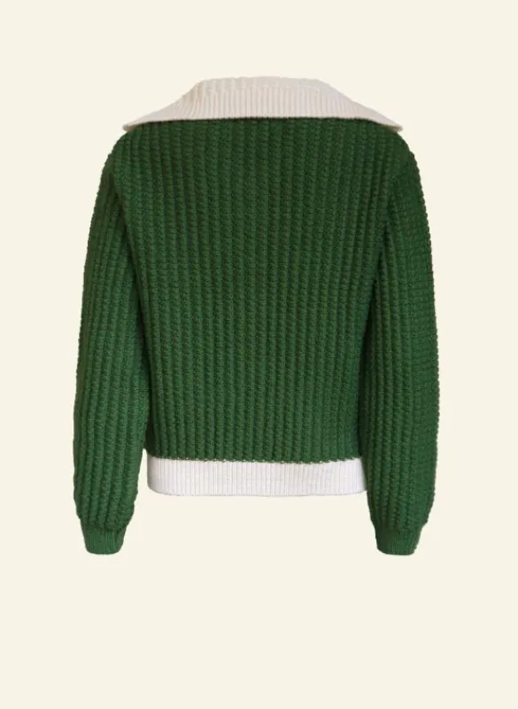 Online Heritage - 100% British Wool Cardigan - Corvette Green Cardigan Women Knitwear | Wool Knitwear