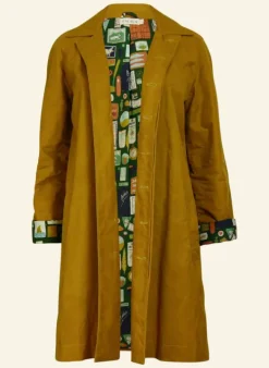 Best Sale Heritage - Mustard Trench Coat Badges Lining Women Coats & Jackets | Waxed Cotton Trench Coats