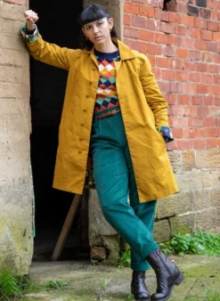 Best Sale Heritage - Mustard Trench Coat Badges Lining Women Coats & Jackets | Waxed Cotton Trench Coats