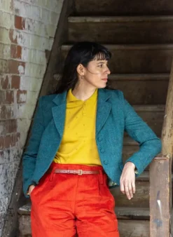 Store Heritage Riding Jacket - Teal with Treasure Map Lining Women Coats & Jackets | Tweed Jackets