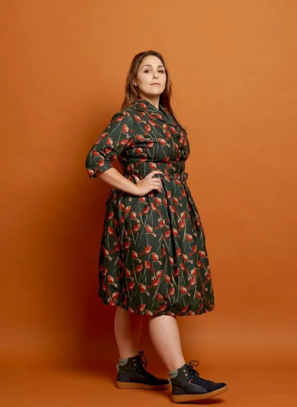 Cheap Ida - Forest Green Robin Dress | 100% Organic Cotton Women Dresses | Tea Towels