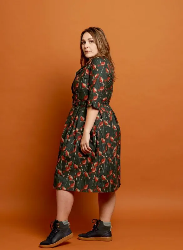 Cheap Ida - Forest Green Robin Dress | 100% Organic Cotton Women Dresses | Tea Towels