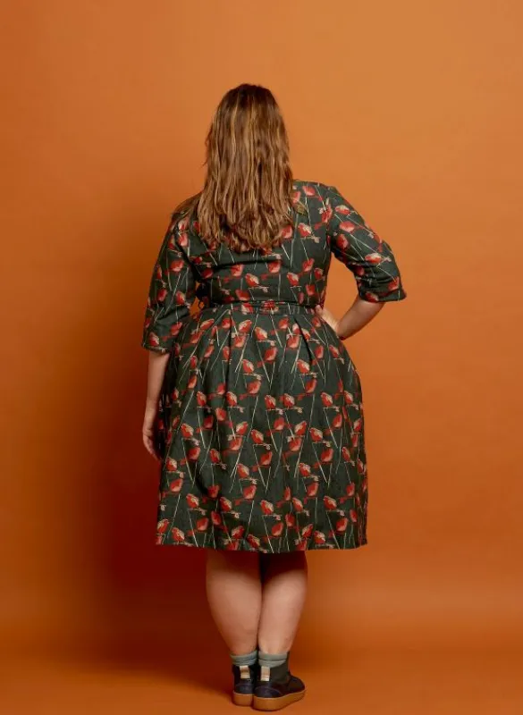 Cheap Ida - Forest Green Robin Dress | 100% Organic Cotton Women Dresses | Tea Towels