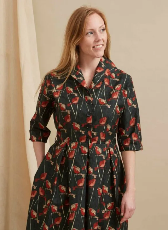 Cheap Ida - Forest Green Robin Dress | 100% Organic Cotton Women Dresses | Tea Towels