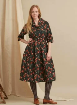 Cheap Ida - Forest Green Robin Dress | 100% Organic Cotton Women Dresses | Tea Towels