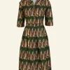 Outlet Ida - Green Mid-Century Feather Dress Women Dresses | Tea Towels