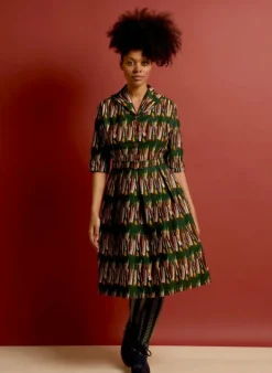Outlet Ida - Green Mid-Century Feather Dress Women Dresses | Tea Towels