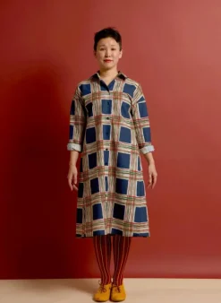 Hot Izzy Shirt Dress - Navy Check Women Dresses | Tea Towels