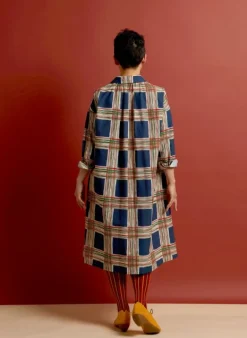 Hot Izzy Shirt Dress - Navy Check Women Dresses | Tea Towels