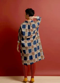 Hot Izzy Shirt Dress - Navy Check Women Dresses | Tea Towels
