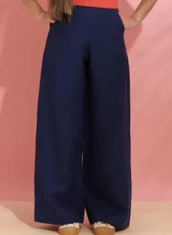 Cheap Josephine Trousers - Navy Linen Women Trousers | Tea Towels