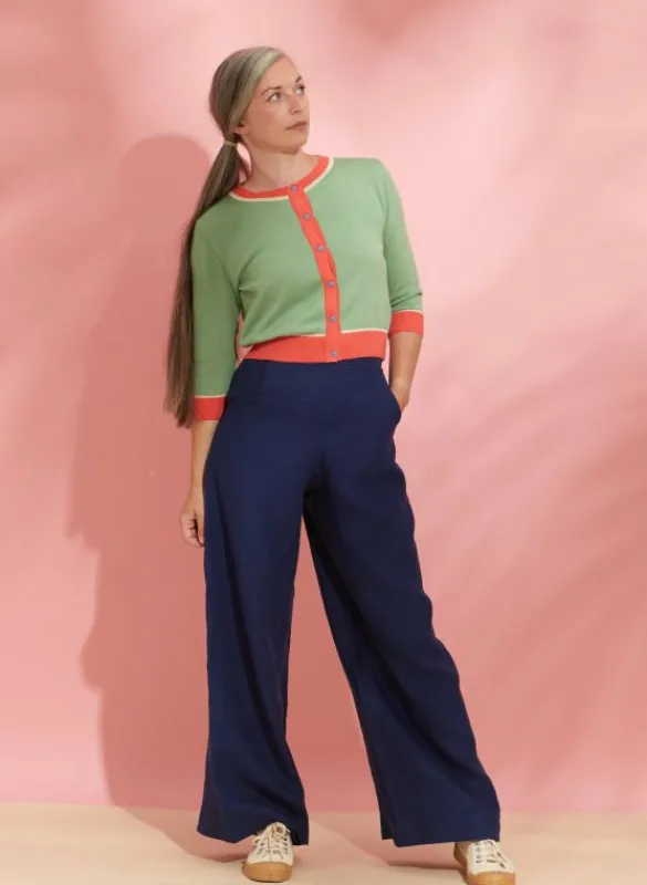 Cheap Josephine Trousers - Navy Linen Women Trousers | Tea Towels