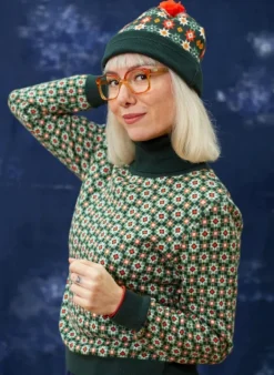 Best Sale Knitted Hat - Green Patchwork Women Knitted Accessories | Tea Towels