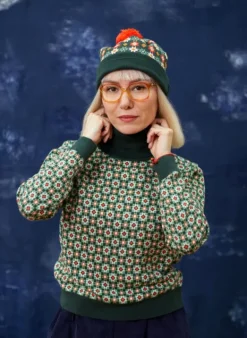 Best Sale Knitted Hat - Green Patchwork Women Knitted Accessories | Tea Towels