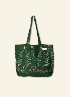 Store Large Shopper - Green Christmas Women Made From Leftover Fabric | Tea Towels