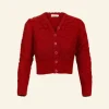 Hot Leah Winter Vine Knitted Cardigan - Burgundy Women Knitwear | Tea Towels