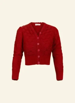 Hot Leah Winter Vine Knitted Cardigan - Burgundy Women Knitwear | Tea Towels