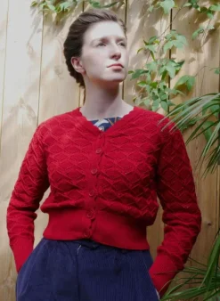 Hot Leah Winter Vine Knitted Cardigan - Burgundy Women Knitwear | Tea Towels
